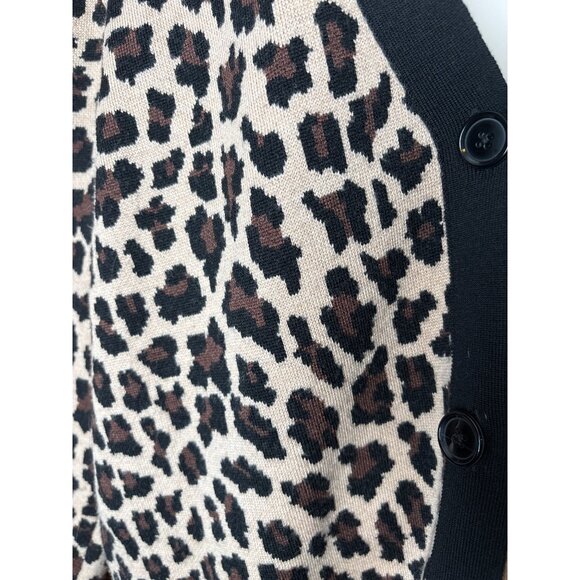 EUC Alice + Olivia Women's Leopard Bradford Cardigan Sz L Oversized 97% Wool - Picture 2 of 6